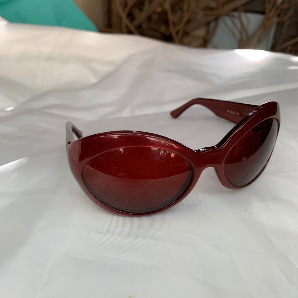 Oliver Peoples Vintage Red Round Sunglasses 1990's